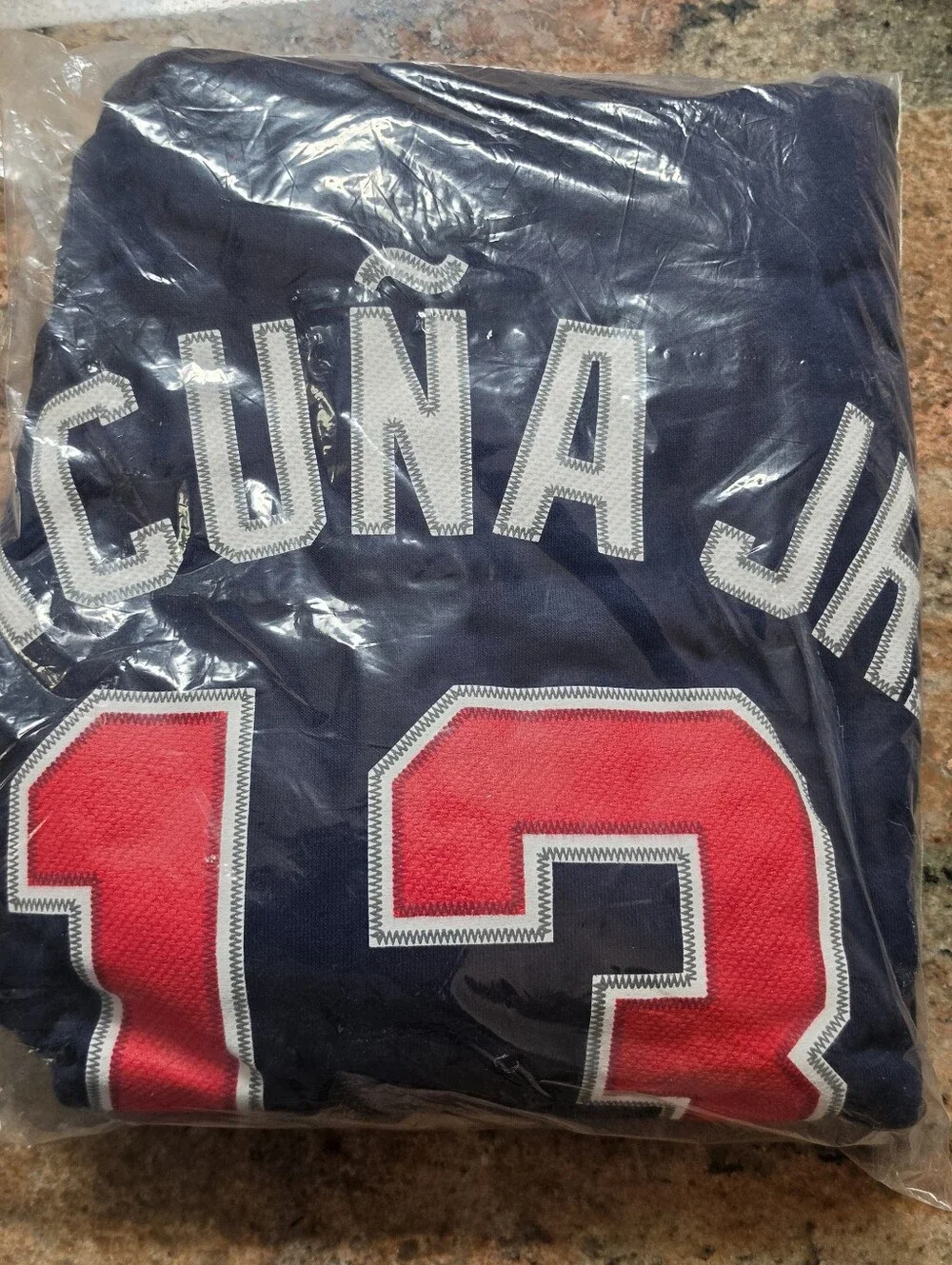 NWT Majestic Ronald Acuña Jr Atlanta Braves Hoodie 3XL Navy Blue Fleece
